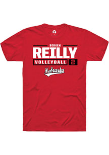 Bergen Reilly  Nebraska Cornhuskers Red Rally NIL Stacked Box Short Sleeve T Shirt