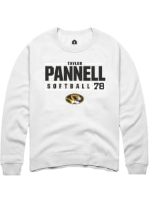Taylor Pannell  Rally Missouri Tigers Mens White NIL Stacked Box Long Sleeve Crew Sweatshirt