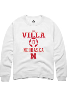 Cece Villa Rally Mens White Nebraska Cornhuskers NIL Sport Icon Crew Sweatshirt
