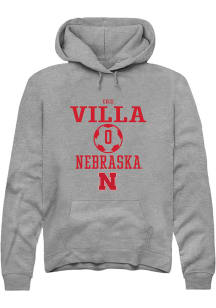 Cece Villa Rally Mens Graphite Nebraska Cornhuskers NIL Sport Icon Hooded Sweatshirt