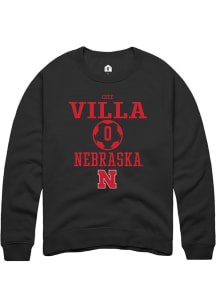 Cece Villa Rally Mens Black Nebraska Cornhuskers NIL Sport Icon Crew Sweatshirt