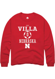Cece Villa Rally Mens Red Nebraska Cornhuskers NIL Sport Icon Crew Sweatshirt