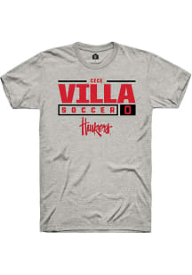 Cece Villa Ash Nebraska Cornhuskers NIL Stacked Box Short Sleeve T Shirt