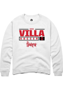 Cece Villa Rally Mens White Nebraska Cornhuskers NIL Stacked Box Crew Sweatshirt