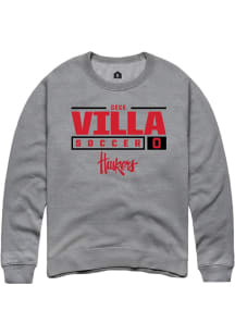 Cece Villa Rally Mens Graphite Nebraska Cornhuskers NIL Stacked Box Crew Sweatshirt
