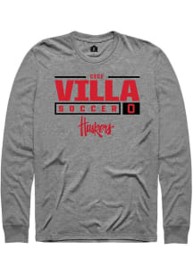 Cece Villa Rally Mens Graphite Nebraska Cornhuskers NIL Stacked Box Tee