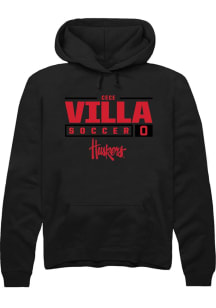Cece Villa Rally Mens Black Nebraska Cornhuskers NIL Stacked Box Hooded Sweatshirt