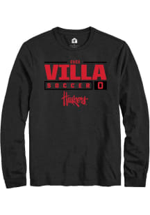 Cece Villa Rally Mens Black Nebraska Cornhuskers NIL Stacked Box Tee