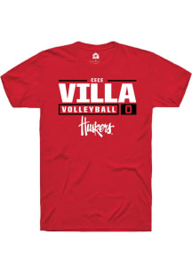Cece Villa Red Nebraska Cornhuskers NIL Stacked Box Short Sleeve T Shirt