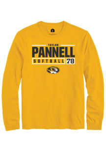 Taylor Pannell  Missouri Tigers Gold Rally NIL Stacked Box Long Sleeve T Shirt