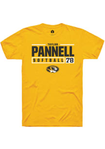 Taylor Pannell  Missouri Tigers Gold Rally NIL Stacked Box Short Sleeve T Shirt