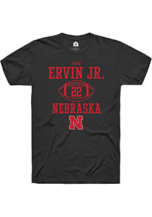 Gabe Ervin Jr.  Nebraska Cornhuskers Black Rally NIL Sport Icon Short Sleeve T Shirt