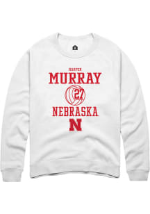 Harper Murray Rally Mens White Nebraska Cornhuskers NIL Sport Icon Crew Sweatshirt