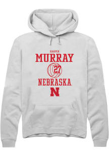 Harper Murray Rally Mens White Nebraska Cornhuskers NIL Sport Icon Hooded Sweatshirt