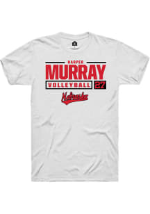 Harper Murray White Nebraska Cornhuskers NIL Stacked Box Short Sleeve T Shirt