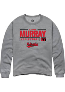 Harper Murray Rally Mens Graphite Nebraska Cornhuskers NIL Stacked Box Crew Sweatshirt