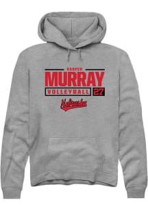 Harper Murray Rally Mens Graphite Nebraska Cornhuskers NIL Stacked Box Hooded Sweatshirt