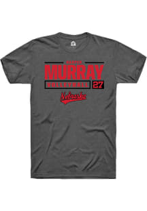 Harper Murray Dark Grey Nebraska Cornhuskers NIL Stacked Box Short Sleeve T Shirt