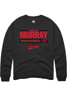 Harper Murray Rally Mens Black Nebraska Cornhuskers NIL Stacked Box Crew Sweatshirt