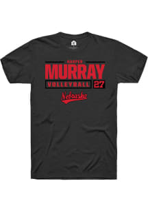 Harper Murray Black Nebraska Cornhuskers NIL Stacked Box Short Sleeve T Shirt