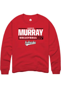 Harper Murray Rally Mens Red Nebraska Cornhuskers NIL Stacked Box Crew Sweatshirt