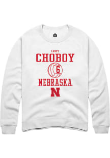 Laney Choboy Rally Mens White Nebraska Cornhuskers NIL Sport Icon Crew Sweatshirt