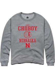 Laney Choboy Rally Mens Graphite Nebraska Cornhuskers NIL Sport Icon Crew Sweatshirt