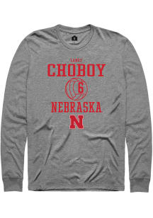 Laney Choboy  Nebraska Cornhuskers Grey Rally NIL Sport Icon Long Sleeve T Shirt