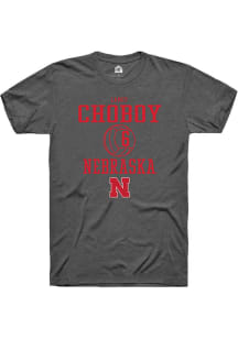 Laney Choboy  Nebraska Cornhuskers Dark Grey Rally NIL Sport Icon Short Sleeve T Shirt
