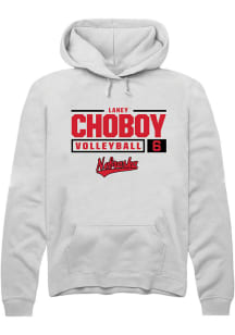 Laney Choboy Rally Mens White Nebraska Cornhuskers NIL Stacked Box Hooded Sweatshirt