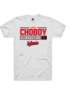 Laney Choboy  Nebraska Cornhuskers White Rally NIL Stacked Box Short Sleeve T Shirt