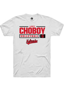 Laney Choboy White Nebraska Cornhuskers NIL Stacked Box Short Sleeve T Shirt