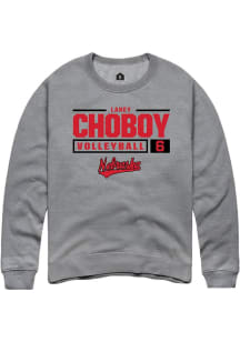 Laney Choboy Rally Mens Graphite Nebraska Cornhuskers NIL Stacked Box Crew Sweatshirt