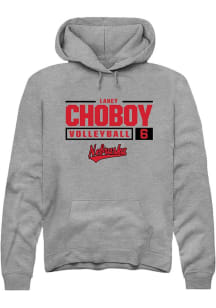 Laney Choboy Rally Mens Graphite Nebraska Cornhuskers NIL Stacked Box Hooded Sweatshirt