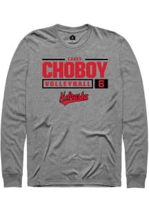 Laney Choboy  Nebraska Cornhuskers Grey Rally NIL Stacked Box Long Sleeve T Shirt