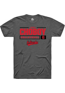 Laney Choboy  Nebraska Cornhuskers Dark Grey Rally NIL Stacked Box Short Sleeve T Shirt