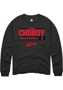 Laney Choboy Rally Mens Black Nebraska Cornhuskers NIL Stacked Box Crew Sweatshirt