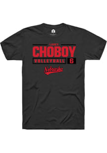 Laney Choboy Black Nebraska Cornhuskers NIL Stacked Box Short Sleeve T Shirt