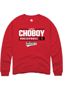 Laney Choboy Rally Mens Red Nebraska Cornhuskers NIL Stacked Box Crew Sweatshirt