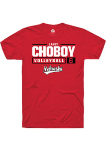 Laney Choboy  Nebraska Cornhuskers Red Rally NIL Stacked Box Short Sleeve T Shirt