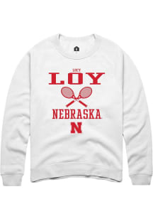 Lucy Loy Rally Mens White Nebraska Cornhuskers NIL Sport Icon Crew Sweatshirt