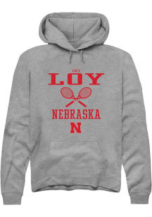 Lucy Loy Rally Mens Graphite Nebraska Cornhuskers NIL Sport Icon Hooded Sweatshirt