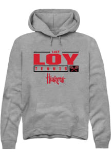 Lucy Loy Rally Mens Graphite Nebraska Cornhuskers NIL Stacked Box Hooded Sweatshirt