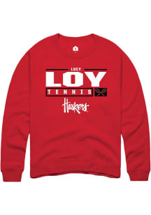 Lucy Loy Rally Mens Red Nebraska Cornhuskers NIL Stacked Box Crew Sweatshirt