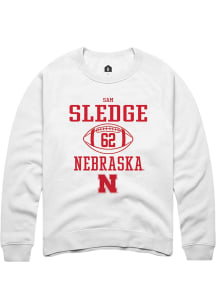 Sam Sledge Rally Mens White Nebraska Cornhuskers NIL Sport Icon Crew Sweatshirt