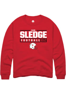 Sam Sledge Rally Mens Red Nebraska Cornhuskers NIL Stacked Box Crew Sweatshirt