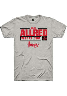 Silas Allred Ash Nebraska Cornhuskers NIL Stacked Box Short Sleeve T Shirt