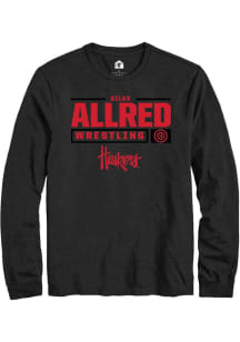 Silas Allred Rally Mens Black Nebraska Cornhuskers NIL Stacked Box Tee