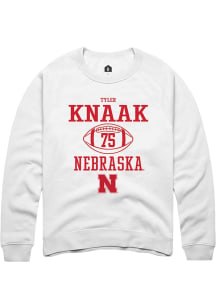 Tyler Knaak Rally Mens White Nebraska Cornhuskers NIL Sport Icon Crew Sweatshirt