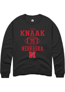 Tyler Knaak Rally Mens Black Nebraska Cornhuskers NIL Sport Icon Crew Sweatshirt
